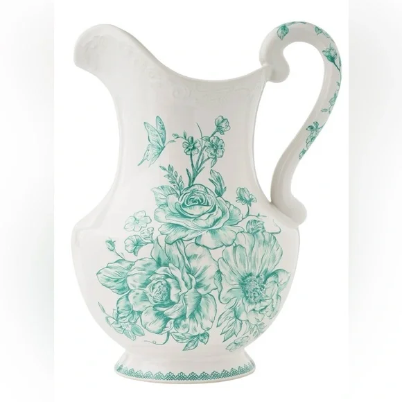 Limited⏳Offer Pioneer Woman Agatha Green Stoneware 2-Qt Pitcher - Picture 1 of 5